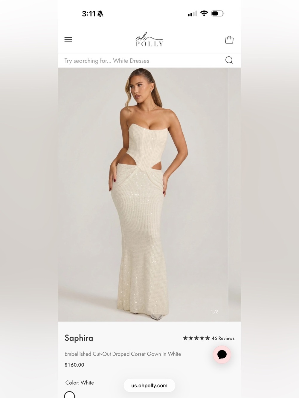 Embellished Cut-Out Draped Corset Gown in White